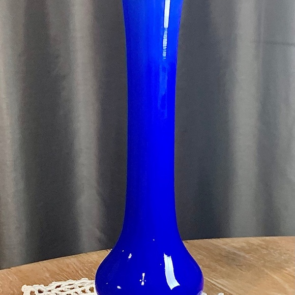 Murano Colbalt Blue Venetian Glass Candy Stripe Vase - Picture 4 of 9